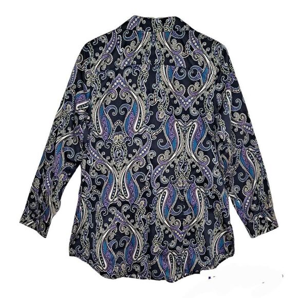 Chico's Paisley Button Front Blouse Purple Blue Chico's 0 or US 4/6 - Picture 2 of 6
